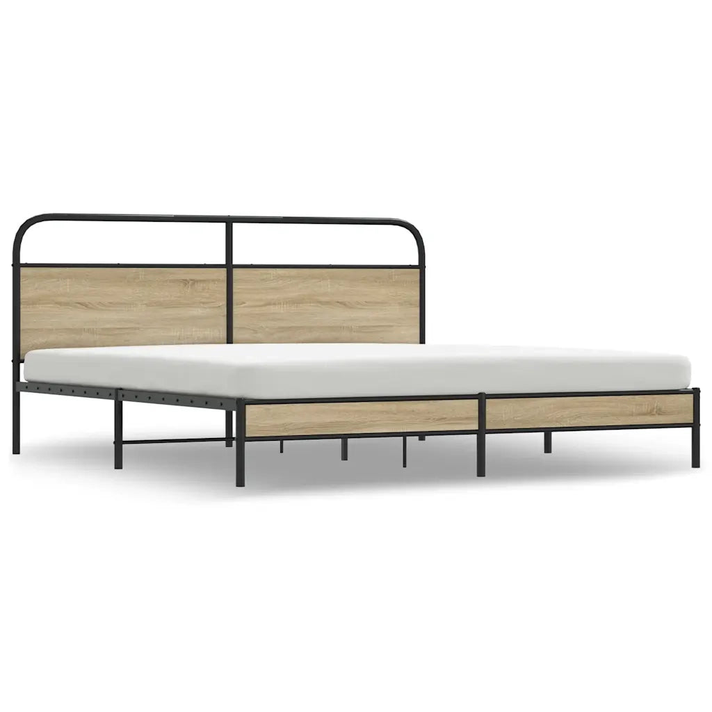 Giroletto senza Materasso in Metallo-Struttura Letto Rovere Fumo 200x200 cm 127336