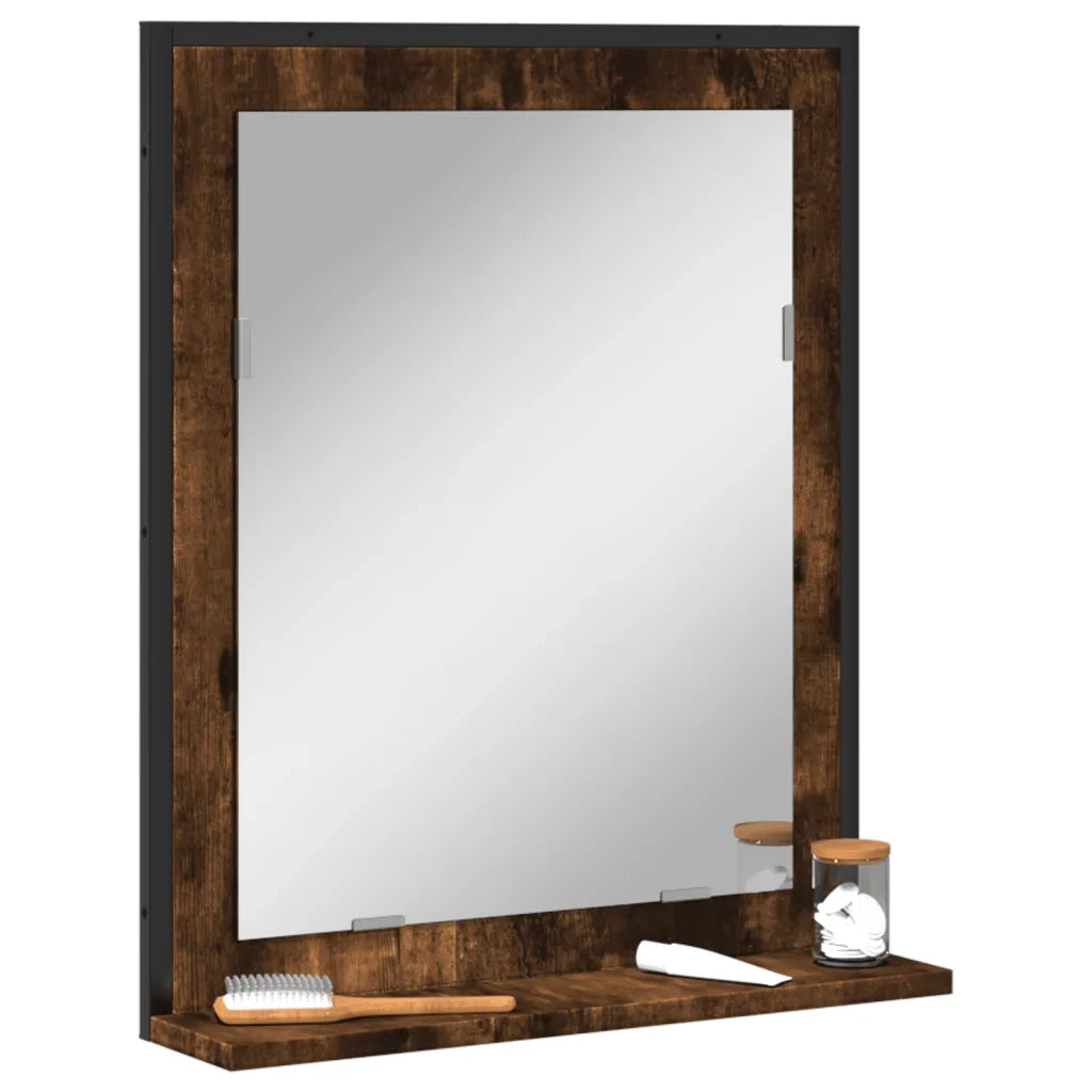 Specchio Bagno con Ripiano Rovere Fumo 50x12x60 cm Multistrato 842418