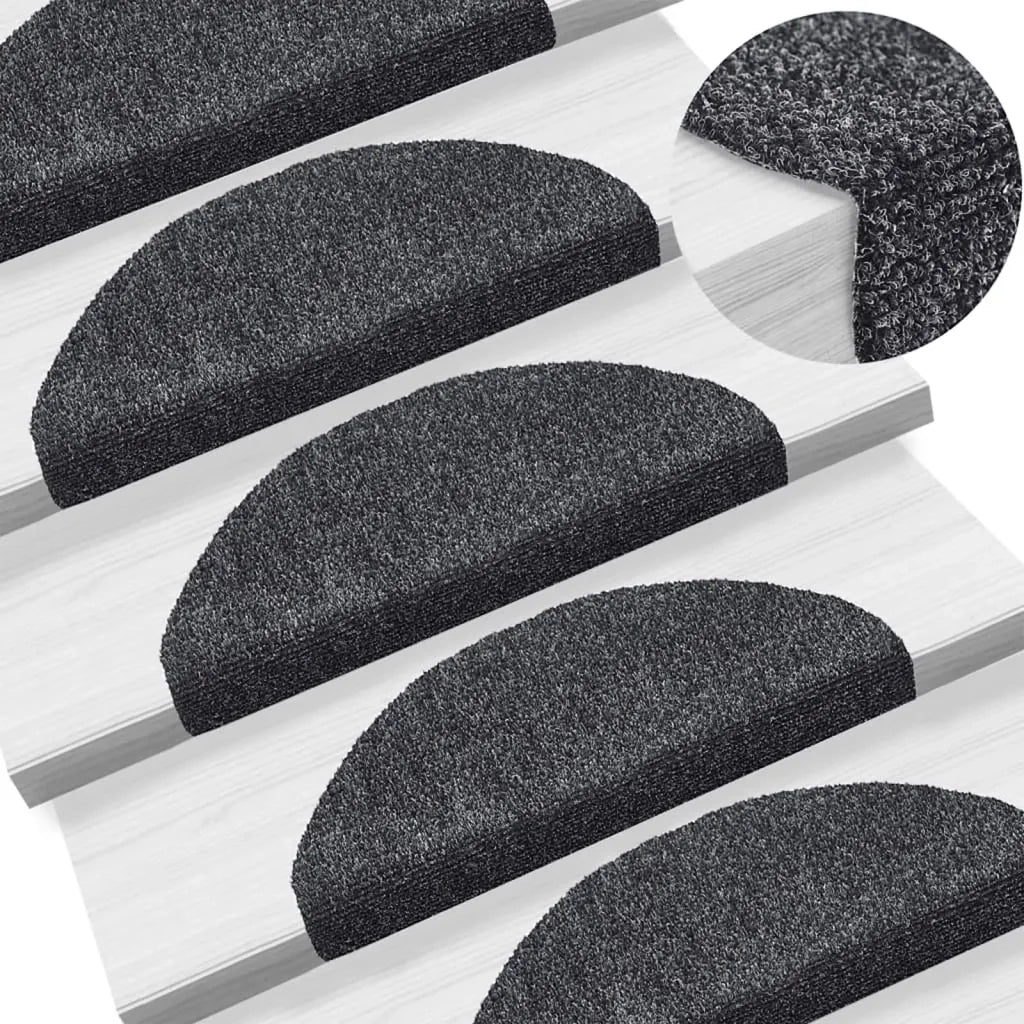Tappetini per scale autoadesivi 5 pz | Gradini per Scale 65x21x4 cm Grigio scuro Semicircolari Grandi