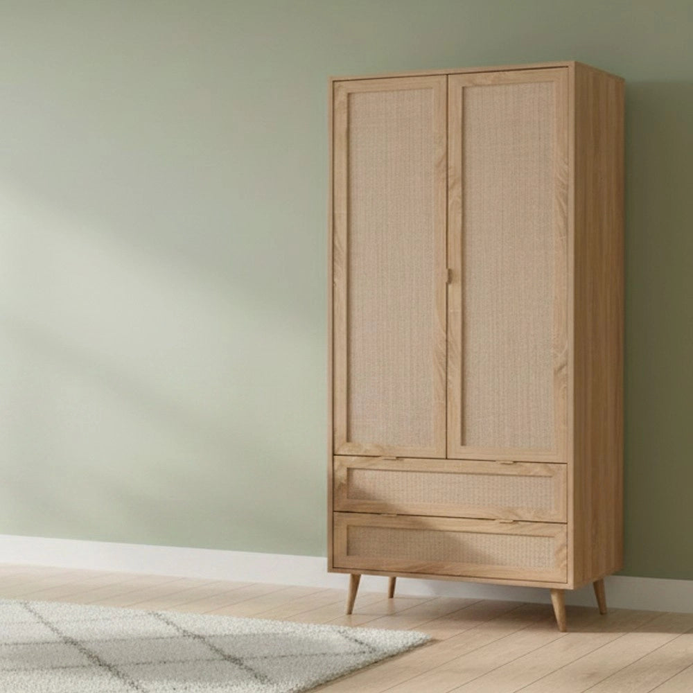 Armadio 2 ante e 2 cassetti effetto vimini Bali60A