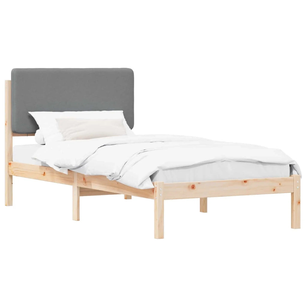 Letto con Testiera Rivestita-Struttura Letto con Testiera Grigio chiaro 90 x 200 cm 401632