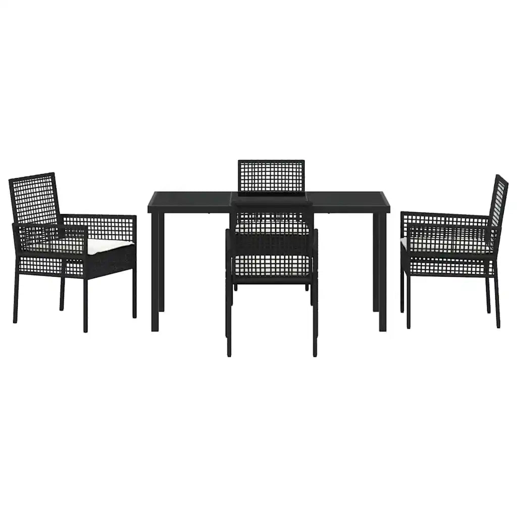 Set da Pranzo per Giardino con cuscino 5 pcs Nero polyrattan 3379865