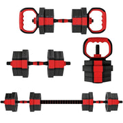 Set di manubri 4 in 1: manubri e bilancieri regolabili da 20 kg per l'allenamento di forza a casa