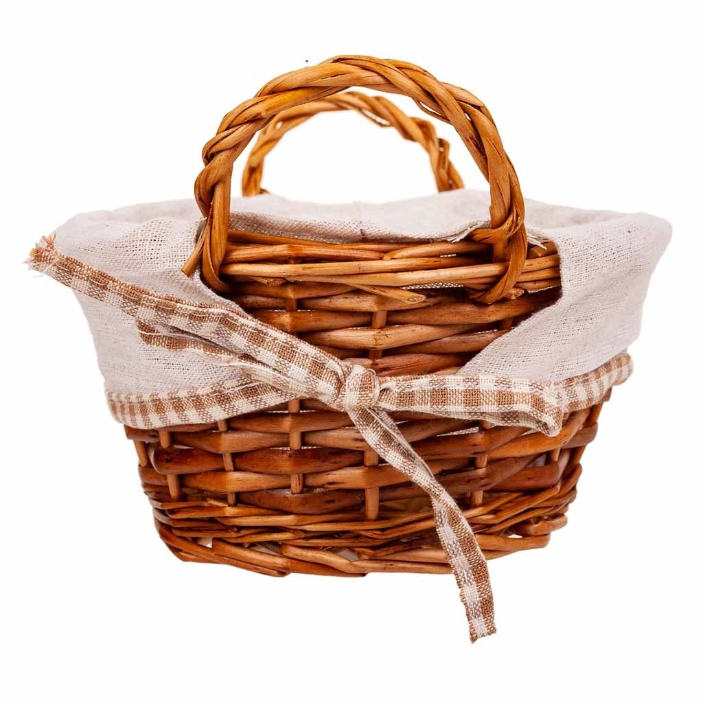 Cestino porta pane in vimini foderato marrone 26x18x11h