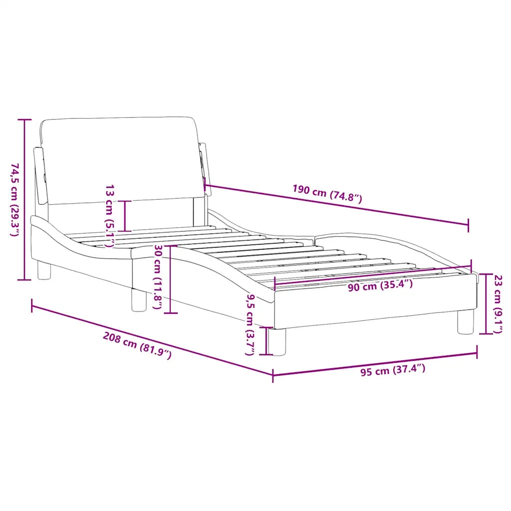 Giroletto con Testiera-Struttura Letto con testiera Dover Crema 90x190 cm Tessuto
