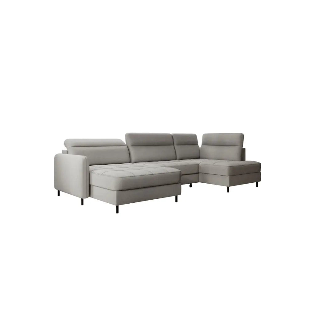 Divano angolare trasformabile BERTHO 306 cm grigio – Angolo sinistro con vano contenitore