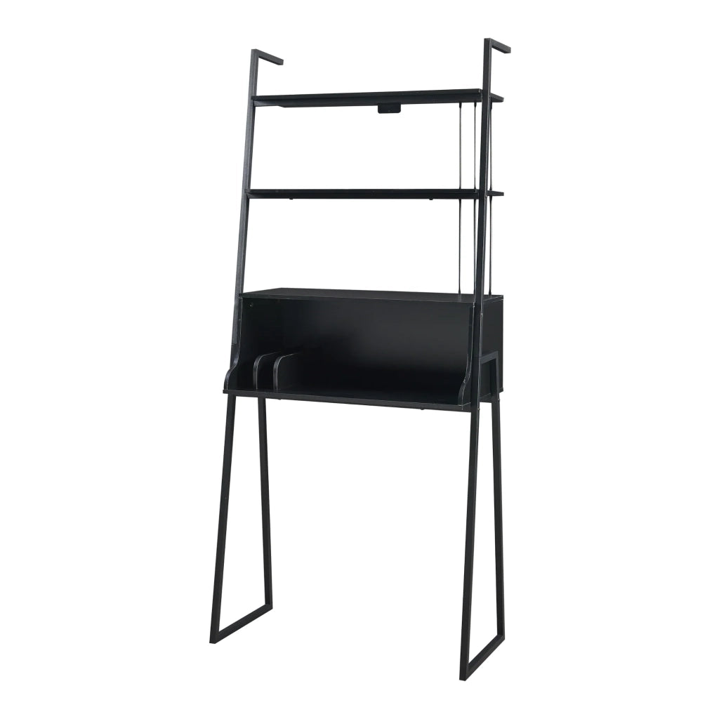Set di 3 mobili composto da scrivania e 2 scaffali a scala colore nero 03_0009386