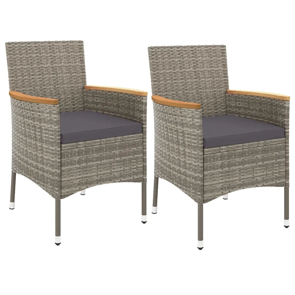 Set da Pranzo da Giardino 3 pz con Cuscini in Polyrattan Grigio 3187364