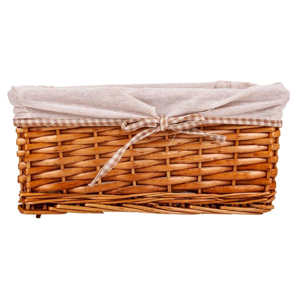 Set di 3 cestini in vimini foderati marroni