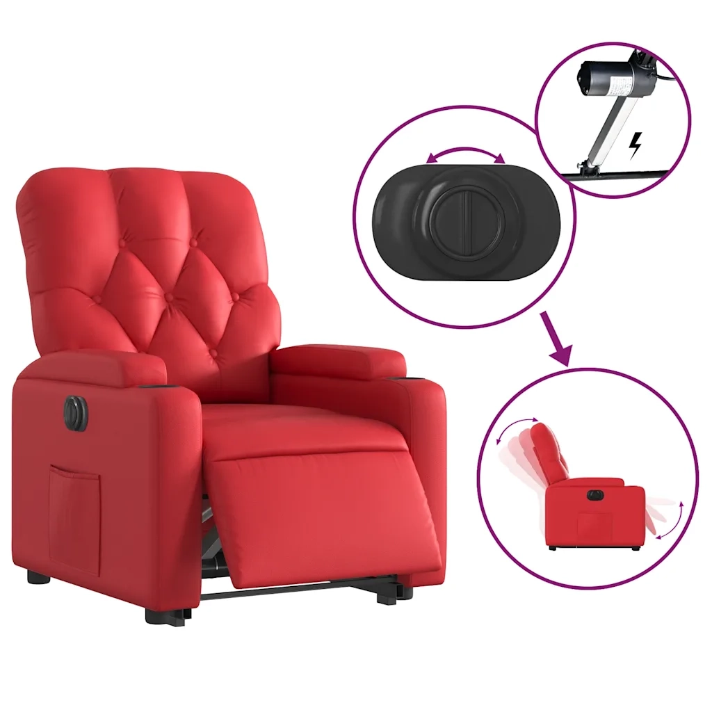 Poltrona Alzapersona Reclinabile Elettrica Rossa in Similpelle 3204791