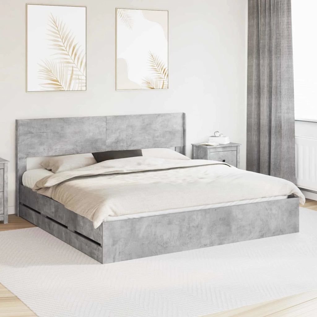Struttura del letto con stoccaggio e testata Grigio Cemento 3414278