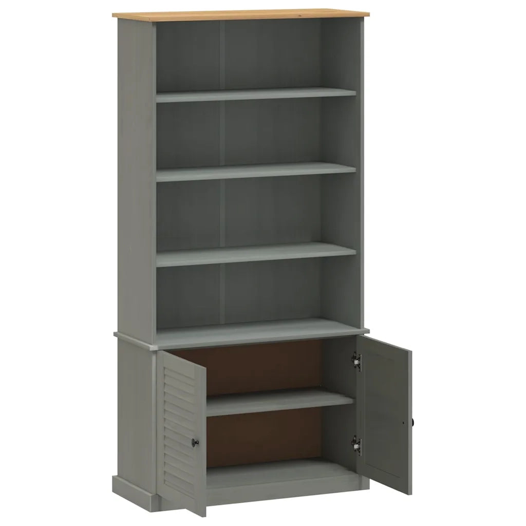 Libreria VIGO 85x35x170 cm in Legno Massello di Pino Grigio 353198