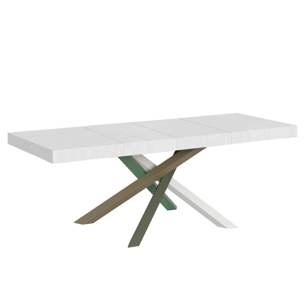 Tavolo Allungabile 160-420x90x77 cm Volantis Premium Bianco Frassino Telaio 4A
