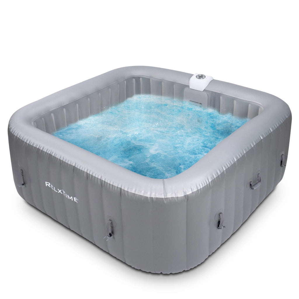 Spa gonfiabile quadrata 6 posti - RELXTIME - 130 getti - Grigio - Filtro e copertura inclusi