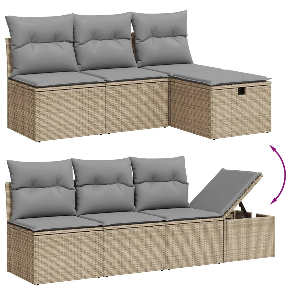 Set Divano da Giardino 7 pz con Cuscini Beige Misto Polyrattan 3263525
