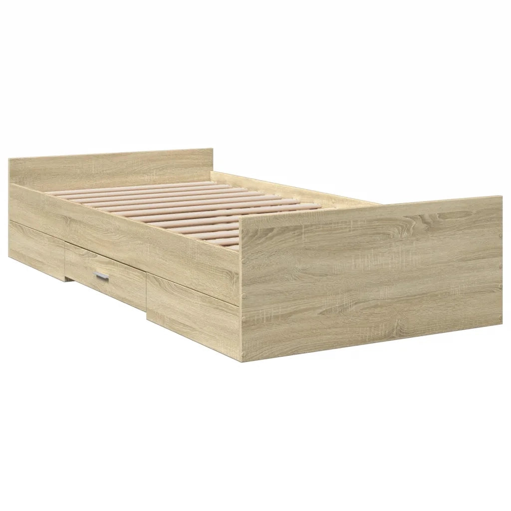 Giroletto Cassetti-Struttura Letto con contenitore Rovere Sonoma 75x190 cm Legno Multistrato 362298