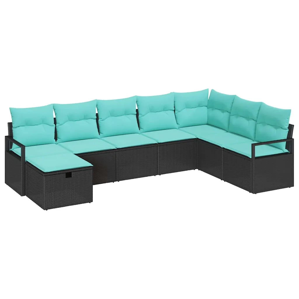 Set di divani con cuscino 8 pcs Nero polyrattan 3359235