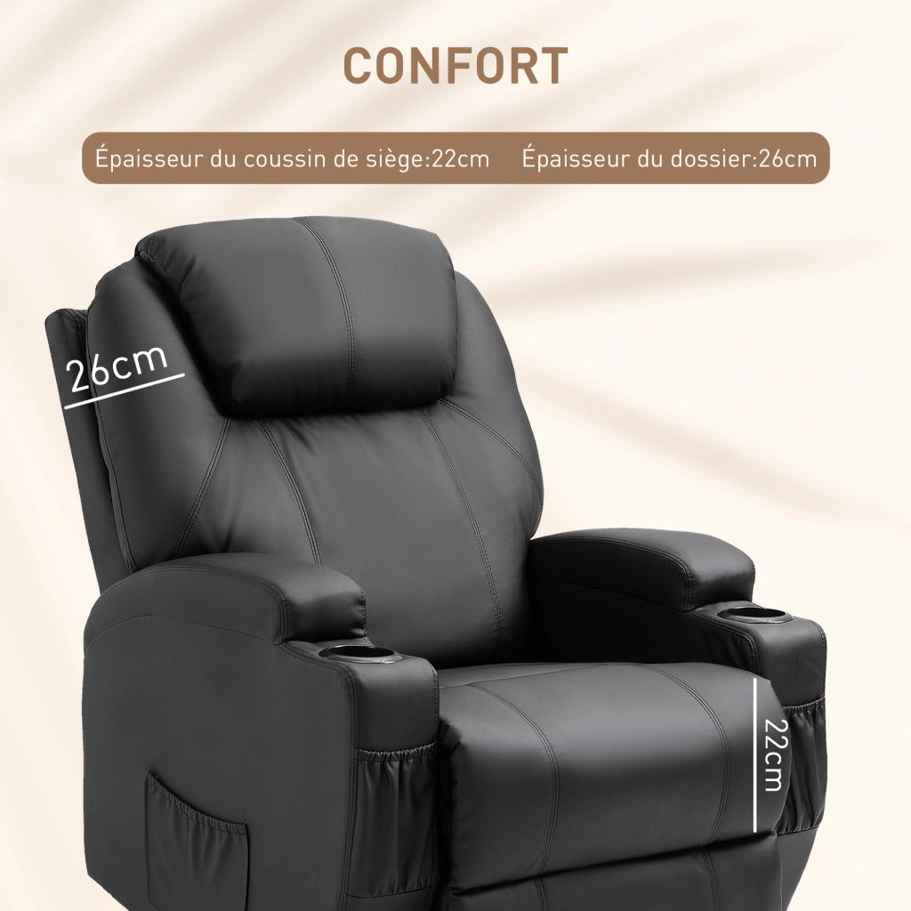 Poltrona Massaggiante Reclinabile Elettrica ¨C Minimal ¨C Rivestimento in Similpelle Nero