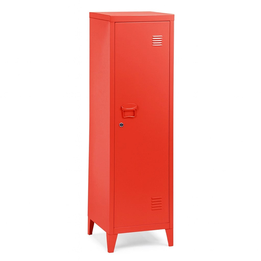 Armadietto Spogliatoio in Metallo con Chiave 1 Anta 3 Scomparti 138x38,5x38,5 Rosso