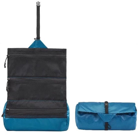 Toiletset portatile per uomo e donna, raschietto impermeabile per articoli da bagno, accessori, trucco e articoli da viaggio, leggero, sostenibile e trasportabile (blu)
