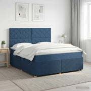 Letto box spring con materasso Blu 160 x 200 cm Tessuto 3454444