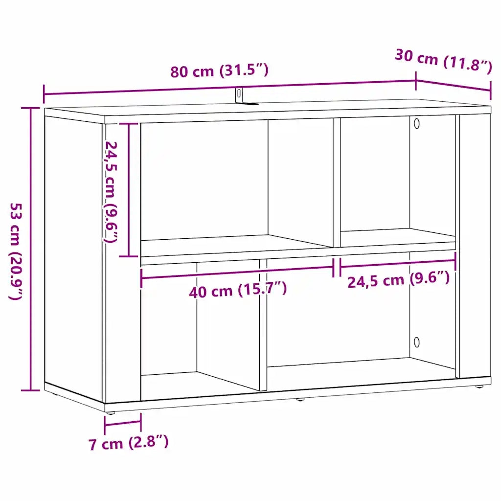 Credenza | Madia | Buffet da pranzo | Armadio da pranzo Rovere Nero 80 x 30 x 53 cm Legno multistrato