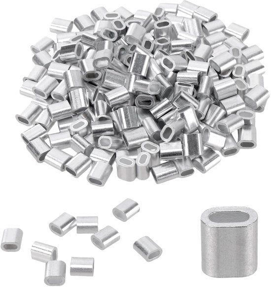 Alumini Alveoli 300 pezzo - Alumini Viti a Persino 2mm - Alumini Chiavi a Crimp - Impianti di Cavi - Sistemi di Chiusura - Eseguimento Robusto - Crimpature