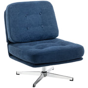 Sedia Girevole da Soggiorno in Tessuto e Metallo ¨C Minimal ¨C Blu Scuro 70x87x84 cm