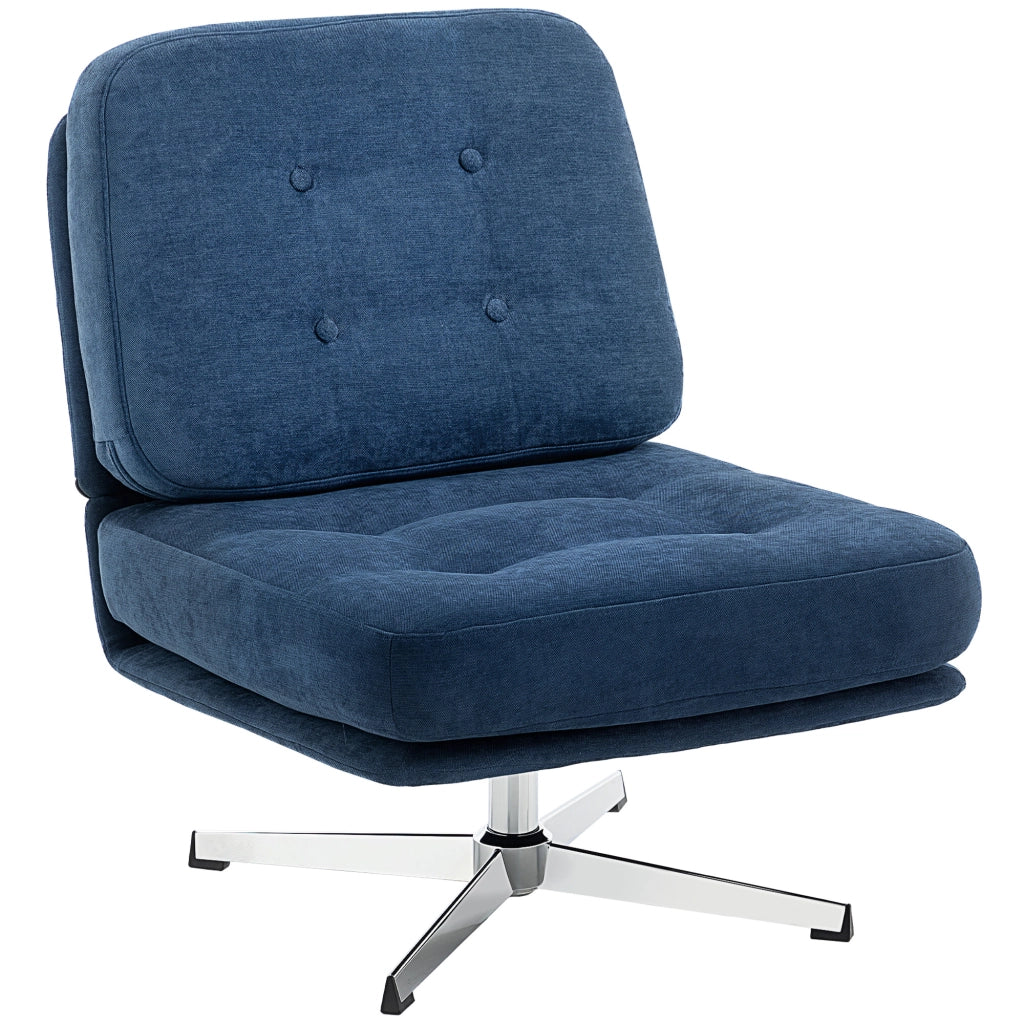 Sedia Girevole da Soggiorno in Tessuto e Metallo ¨C Minimal ¨C Blu Scuro 70x87x84 cm
