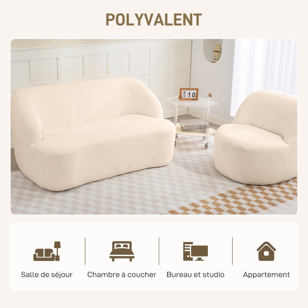 Divano 2 posti in tessuto beige ¨C Minimal ¨C 142 cm