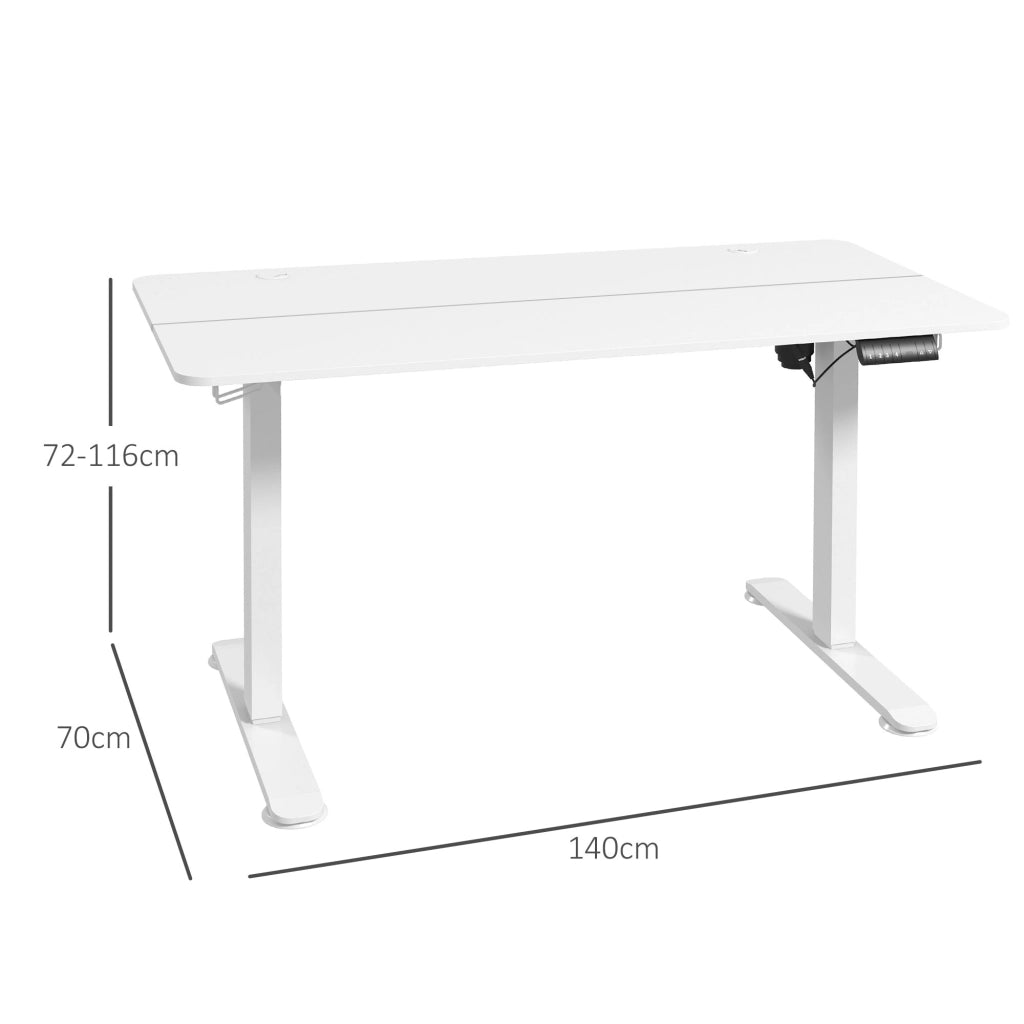 Scrivania regolabile in altezza 140x70 cm, scrivania elettrica per computer con 4 slot di memoria, scrivania ergonomica per lavorare sia seduti che