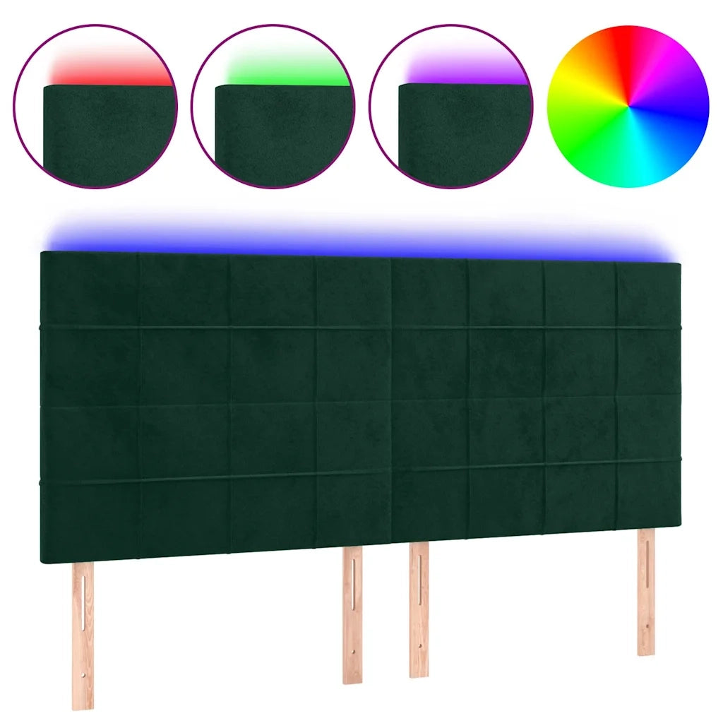 Testiera | Testata a LED Verde Scuro 160x5x118/128cm in Velluto
