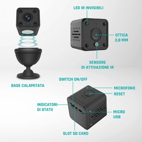 Mini telecamera wi-fi da interni hd 720p HeyCam Mini