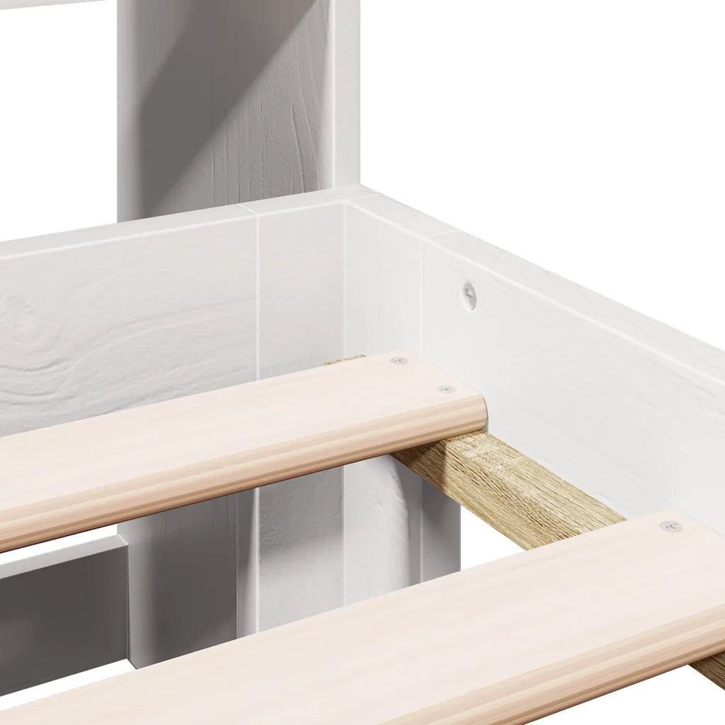 Letto Libreria senza Materasso-Struttura Letto con contenitore Bianco 140x190 cm Legno di Pino 756477