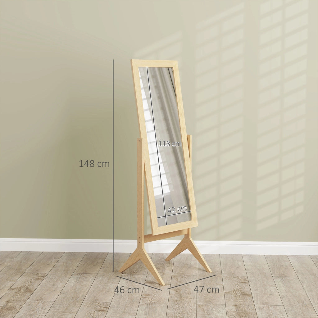 Specchio a Pieno Pieghevole Regolabile ¨C zephmum ¨C Rovere 47x46x148 cm