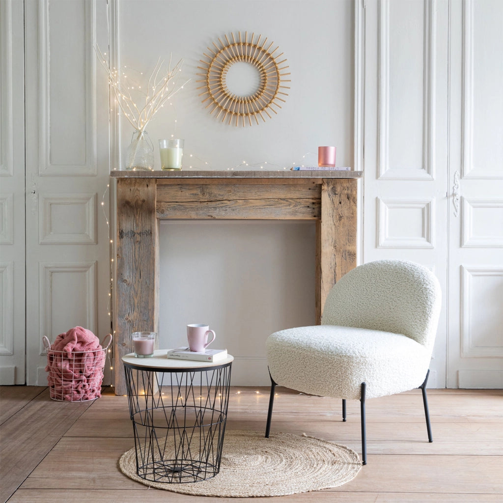 Poltrona in tessuto bouclette beige HELMI