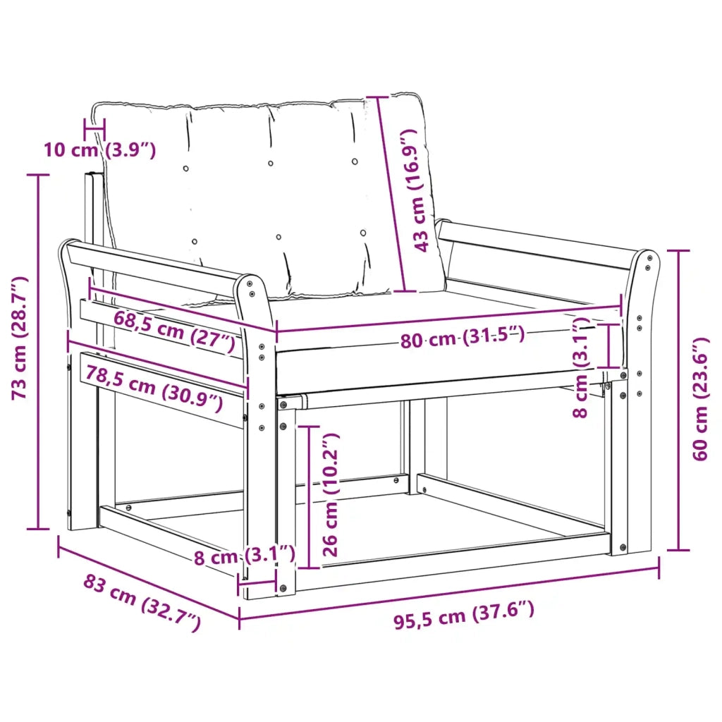 Set di divani da esterno Legno di Acacia Massello e Textilene 3439066