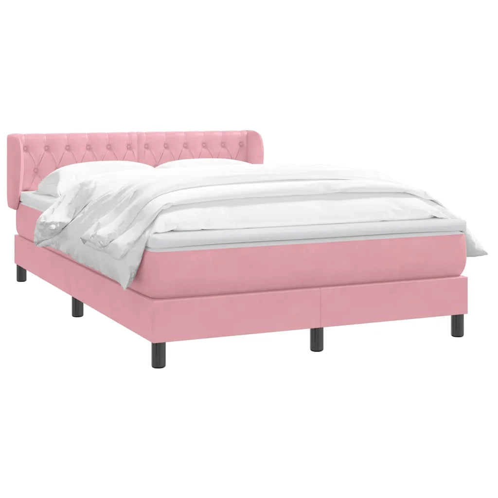Giroletto a Molle con Materasso Rosa 140x210 cm in Velluto 3317780