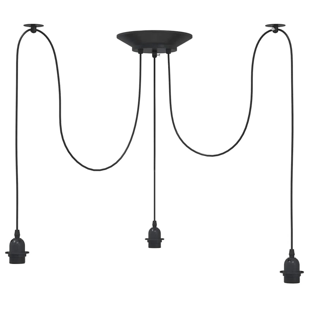 Lampada a sospensione vintage regolabile altezza 150 x 20 cm 3 portalampada design elegante metallo nero sala da pranzo 02_0058020