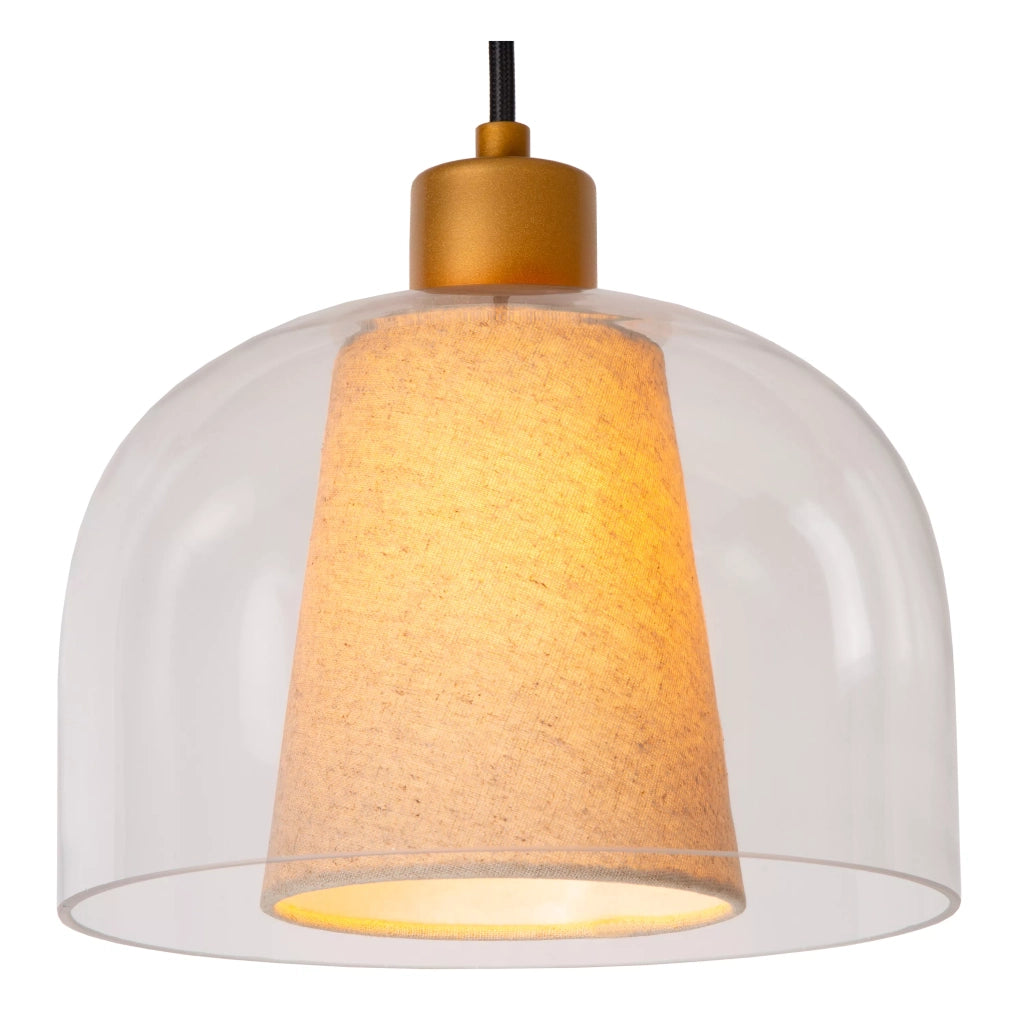 Lampada a sospensione Gunhild vetro crema oro 3xE27