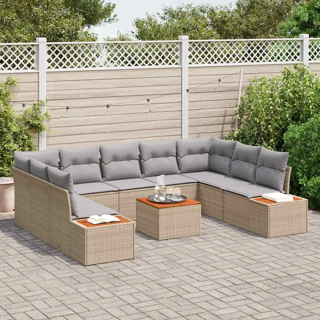 Set Divano da Giardino 5 pcs Beige e Grigio Chiaro Polyrattan 3356840