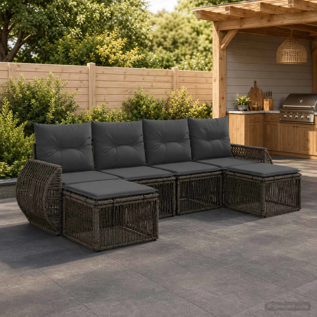 Set Divano da Giardino 6 pz Grigio e Grigio Scuro polyrattan 3435497