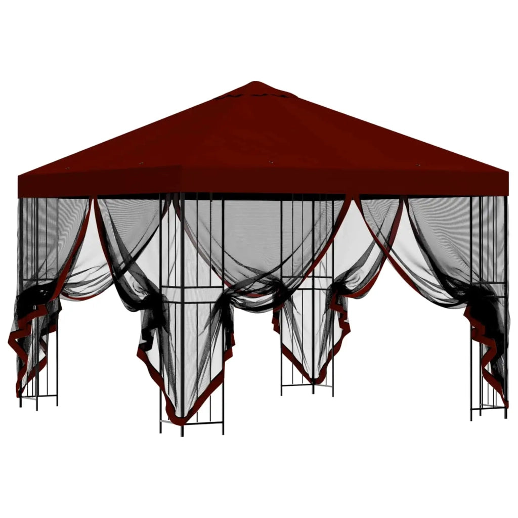 Gazebo | Pergolato da giardino con pareti laterali 3 x 3 m Borgogna