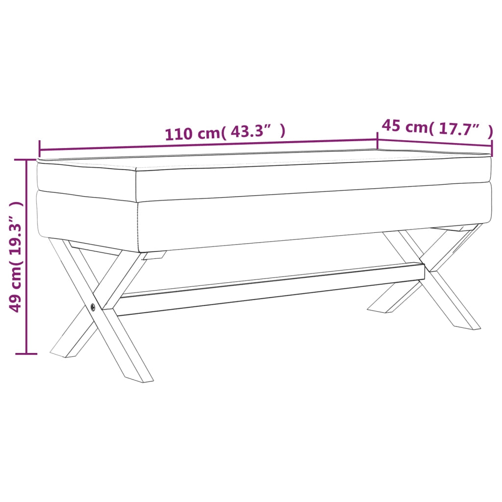 Sgabello Portaoggetti Grigio Scuro 110x45x49 cm in Velluto 344526