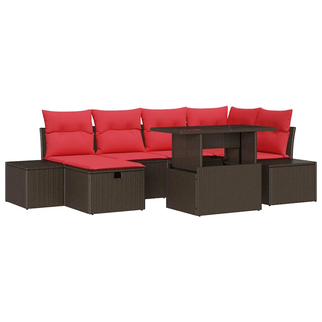 Set Divano da Giardino 7 pz Marrone polyrattan 3361213