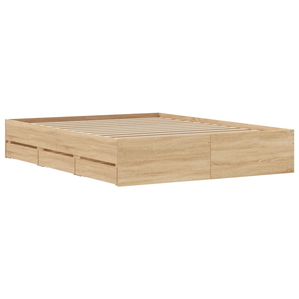 Giroletto Cassetti-Struttura Letto con contenitore Rovere Sonoma 150x200 cm Legno Multistrato 131717