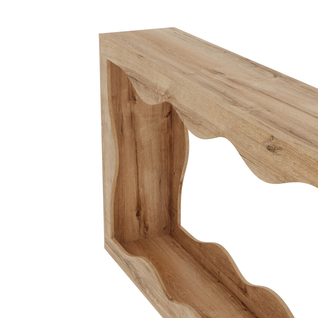 Consolle a 2 ripiani con struttura aperta per ingresso e soggiorno in truciolare 160.5×30×86.5 cm naturale