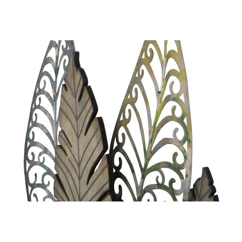 Pannello In Ferro E Legno Foglie -c- cm 75x2,5x87