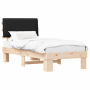 Letto singolo | Letto per adulti | Letto con Testiera Rivestita Nero 90 x 200 cm Pino massello