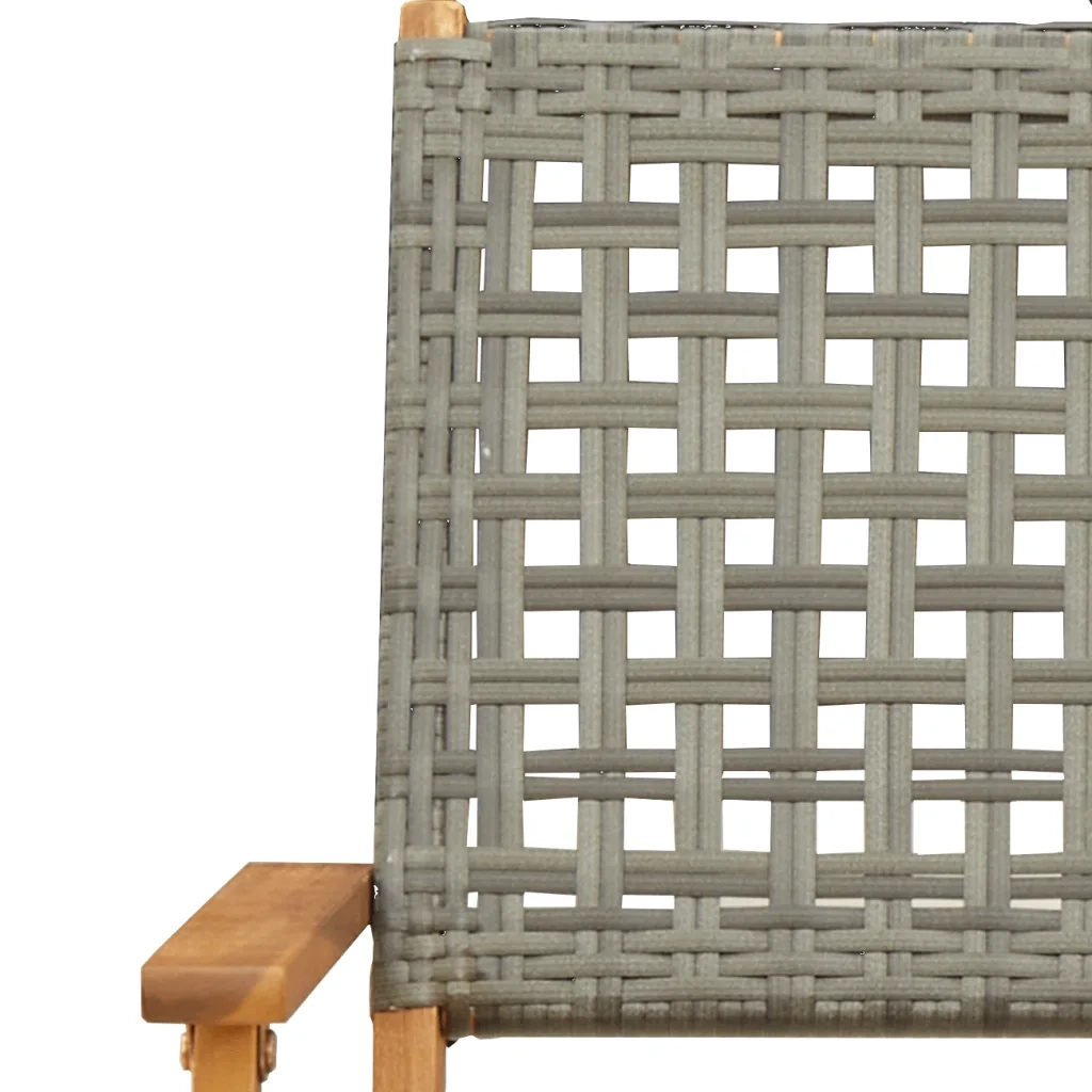 Set Pranzo da Giardino 5pz | Set Salotto da Giardino Grigio Polyrattan e Legno Massello